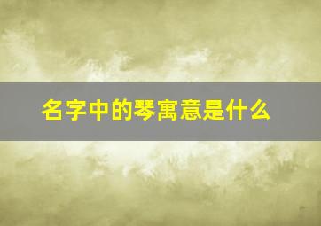 名字中的琴寓意是什么