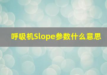 呼吸机Slope参数什么意思