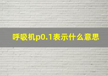 呼吸机p0.1表示什么意思