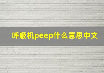 呼吸机peep什么意思中文