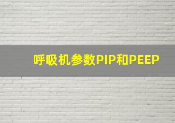 呼吸机参数PIP和PEEP