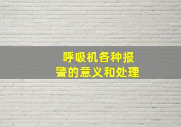 呼吸机各种报警的意义和处理