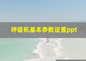 呼吸机基本参数设置ppt