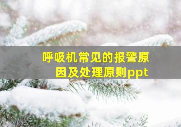 呼吸机常见的报警原因及处理原则ppt