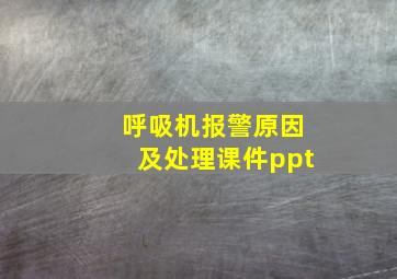 呼吸机报警原因及处理课件ppt