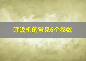 呼吸机的常见6个参数