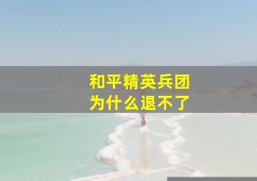 和平精英兵团为什么退不了