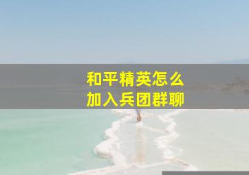 和平精英怎么加入兵团群聊