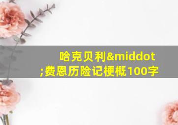 哈克贝利·费恩历险记梗概100字