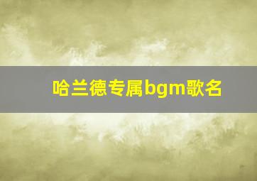 哈兰德专属bgm歌名