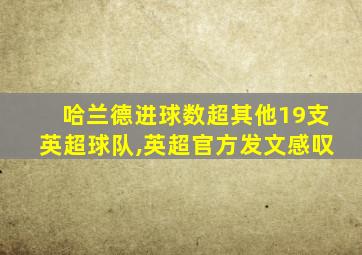 哈兰德进球数超其他19支英超球队,英超官方发文感叹