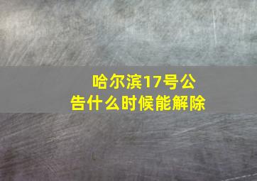 哈尔滨17号公告什么时候能解除