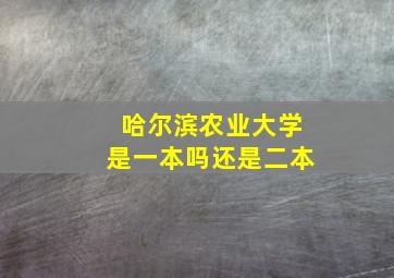 哈尔滨农业大学是一本吗还是二本