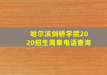 哈尔滨剑桥学院2020招生简章电话查询