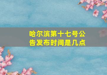 哈尔滨第十七号公告发布时间是几点