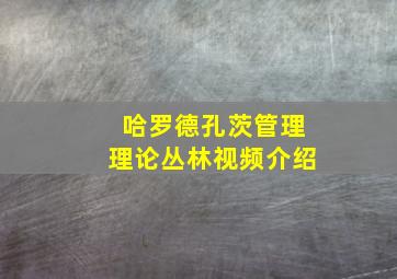 哈罗德孔茨管理理论丛林视频介绍