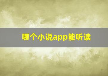 哪个小说app能听读