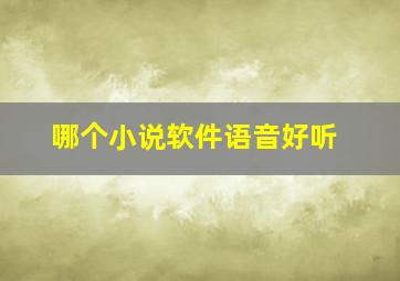 哪个小说软件语音好听