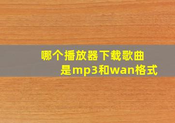 哪个播放器下载歌曲是mp3和wan格式