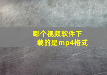 哪个视频软件下载的是mp4格式