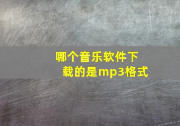 哪个音乐软件下载的是mp3格式