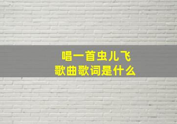 唱一首虫儿飞歌曲歌词是什么