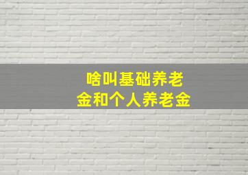 啥叫基础养老金和个人养老金