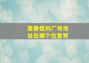 嘉善恒利广场地址在哪个位置啊