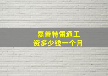 嘉善特雷通工资多少钱一个月