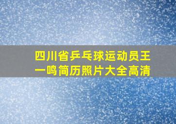 四川省乒乓球运动员王一鸣简历照片大全高清