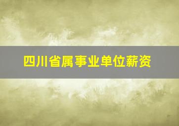 四川省属事业单位薪资