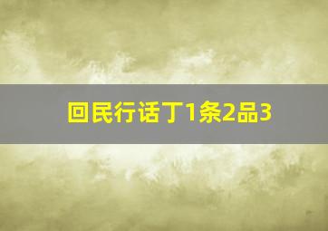 回民行话丁1条2品3