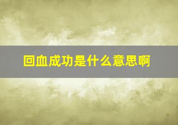 回血成功是什么意思啊