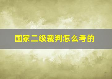 国家二级裁判怎么考的