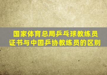 国家体育总局乒乓球教练员证书与中囯乒协教练员的区别