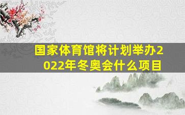 国家体育馆将计划举办2022年冬奥会什么项目