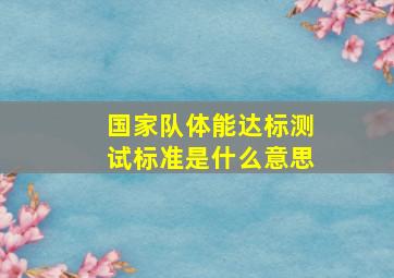 国家队体能达标测试标准是什么意思