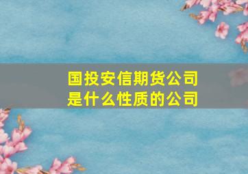 国投安信期货公司是什么性质的公司