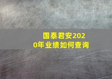 国泰君安2020年业绩如何查询