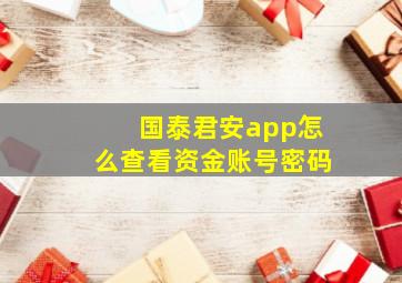 国泰君安app怎么查看资金账号密码