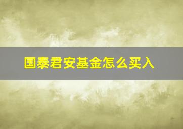 国泰君安基金怎么买入