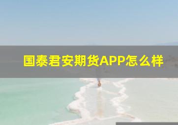 国泰君安期货APP怎么样