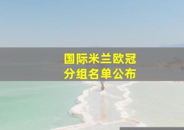 国际米兰欧冠分组名单公布