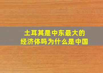 土耳其是中东最大的经济体吗为什么是中国