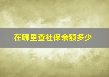 在哪里查社保余额多少