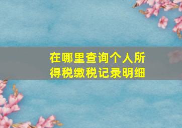 在哪里查询个人所得税缴税记录明细