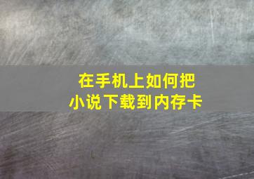 在手机上如何把小说下载到内存卡