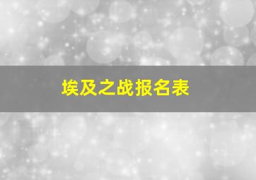 埃及之战报名表