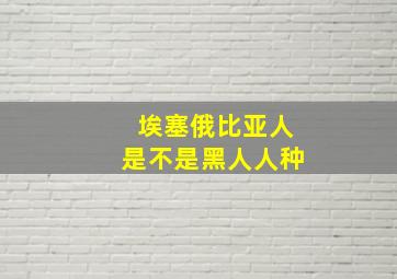 埃塞俄比亚人是不是黑人人种