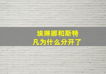 埃琳娜和斯特凡为什么分开了